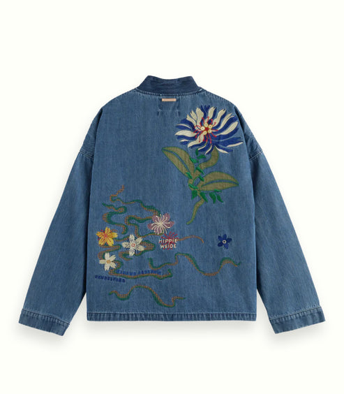 SCOTCH & SODA EMBROIDERED DENIM KIMONO JACKET product view