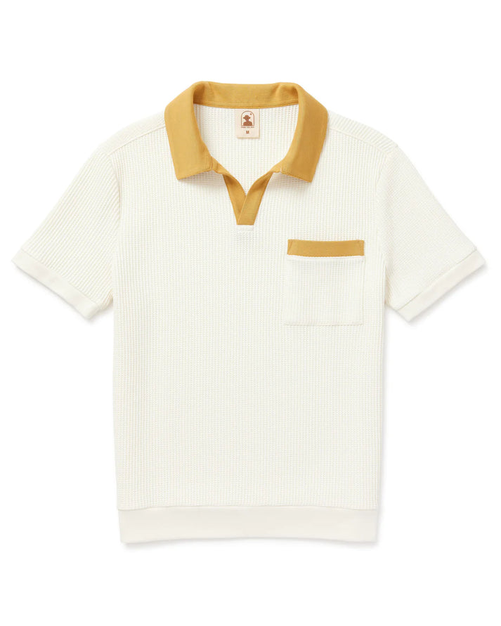 DANDY DEL MAR CANNES WAFFLE KNIT SHIRT IN VINTAGE IVORY