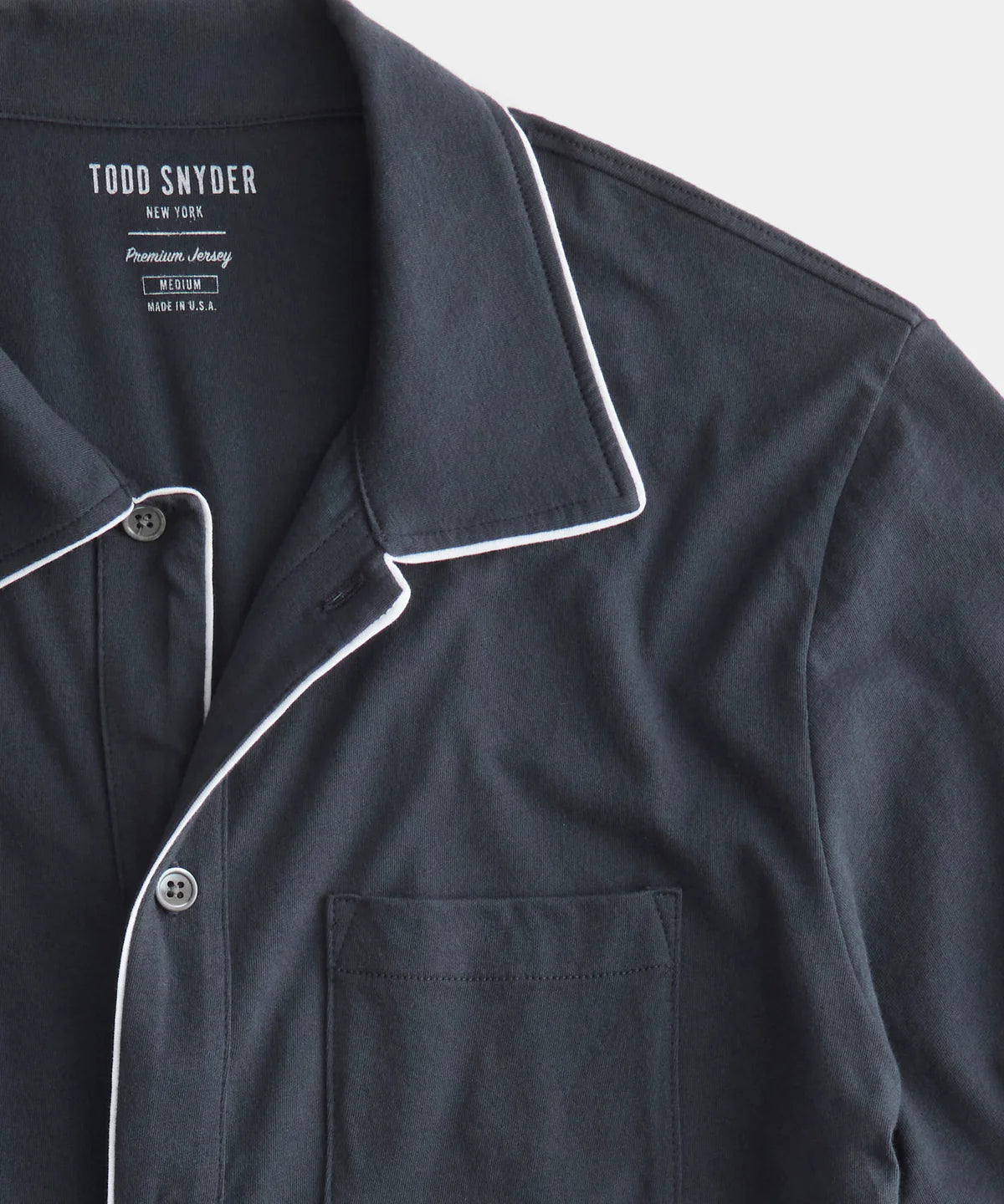 TODD SNYDER MONTAUK TIPPED FULL PLACKET POLO IN RAILINGS in RAILINGS — view 3