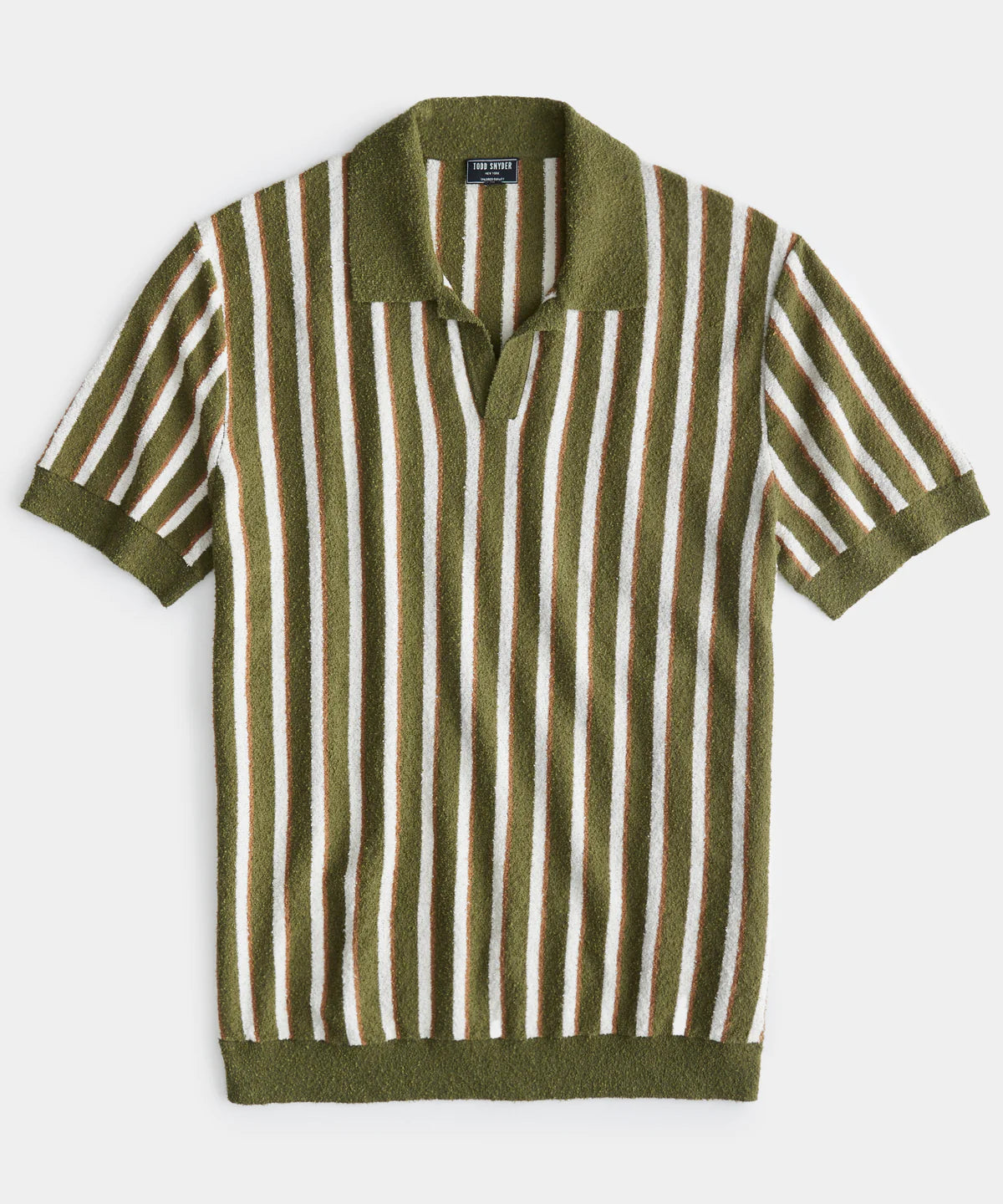 TODD SNYDER STRIPED BOUCLE MONTAUK POLO IN OAK MOSS in OAK MOSS — main product view