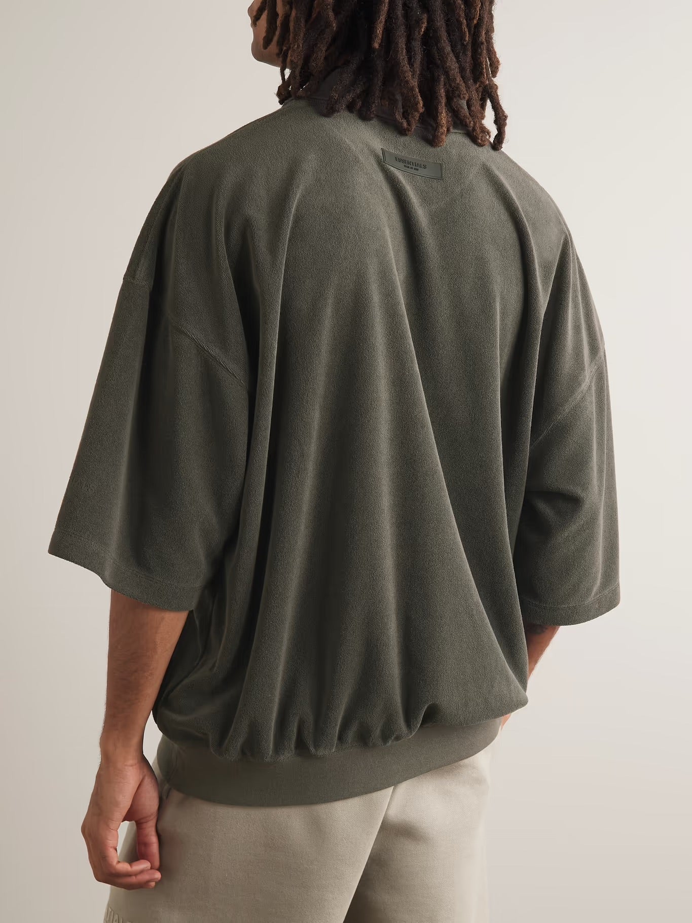 FEAR OF GOD SHORT SLEEVE TERRY POLO IN OFF BLACK in OFF BLACK — view 4