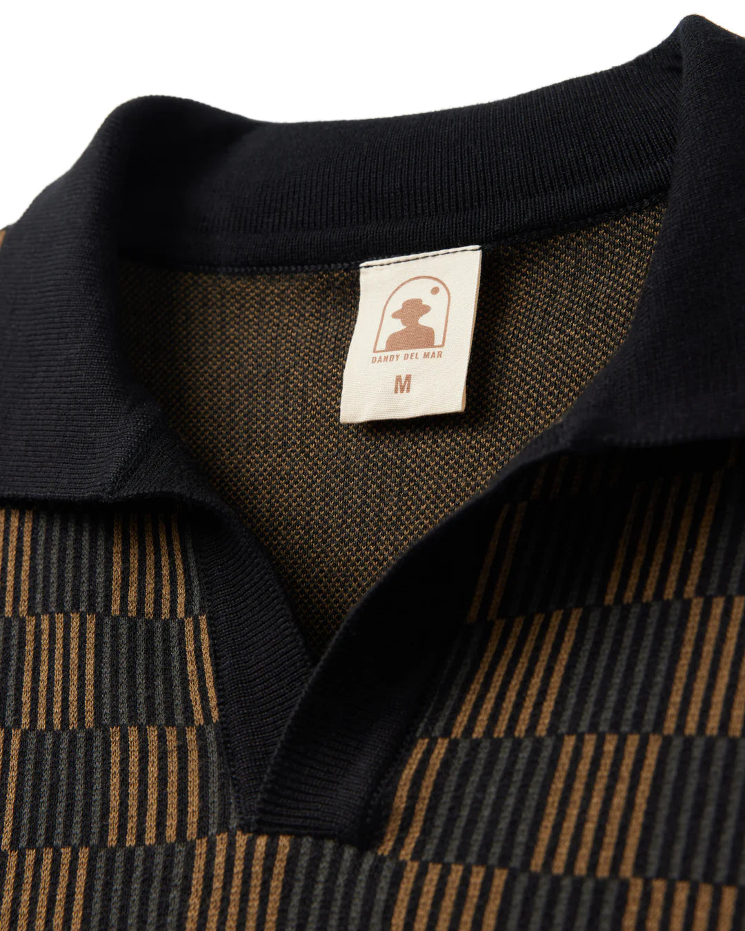 DANDY DEL MAR THE SEBASTIAN KNIT POLO SHIRT IN ONYX in ONYX — view 3