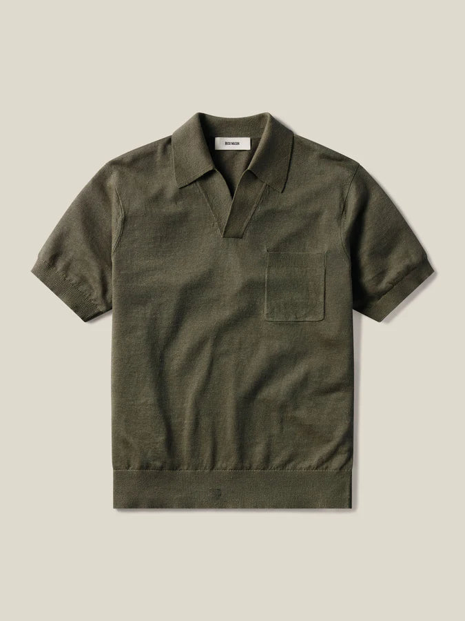 BUCK MASON ITALIAN SLUB LINEN SHORT SLEEVE IN GRAPE LEAF in GRAPE LEAF — main product view
