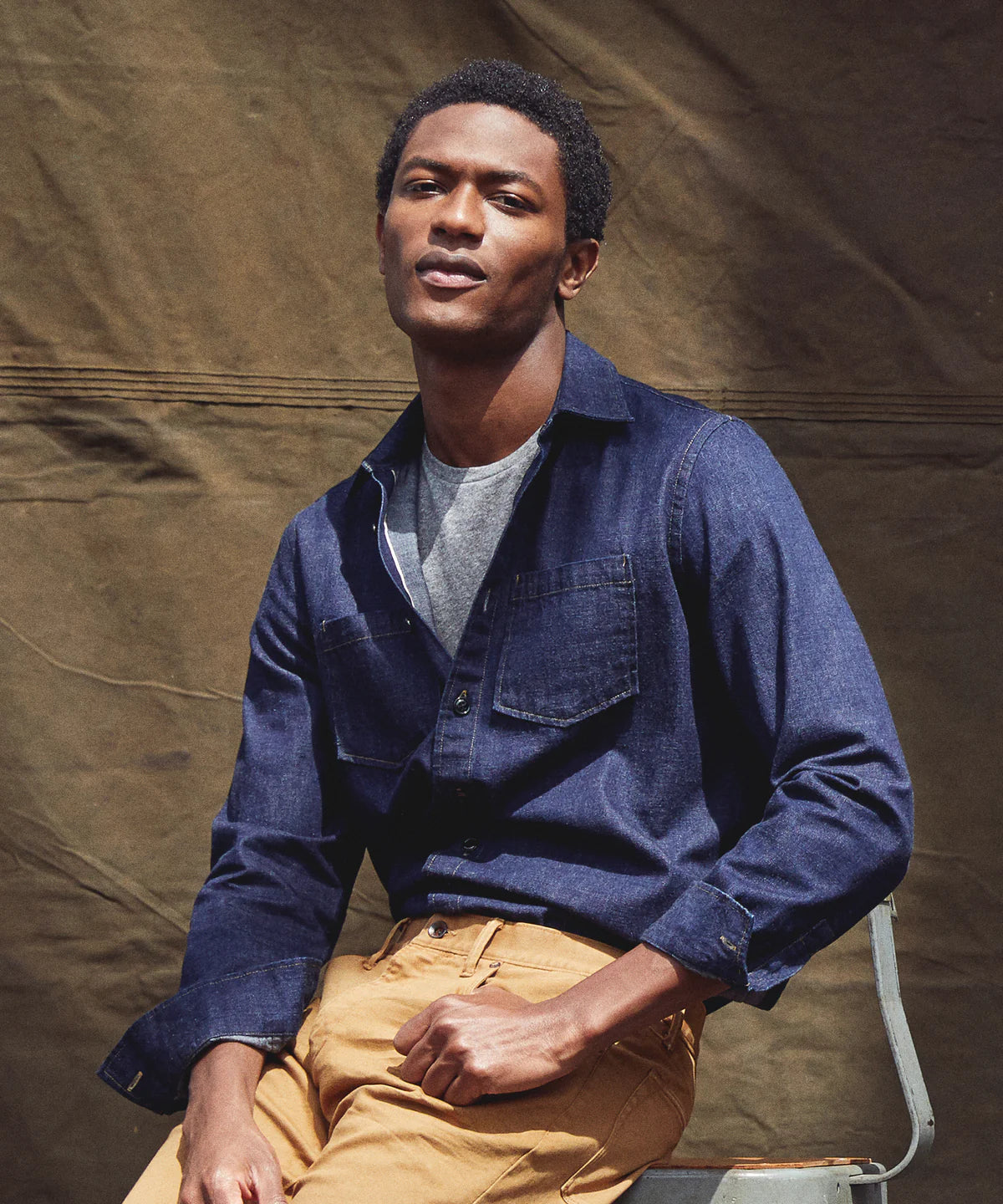 TODD SNYDER JAPANESE RAW SELVEDGE OVERSHIRT IN INDIGO in INDIGO — view 4