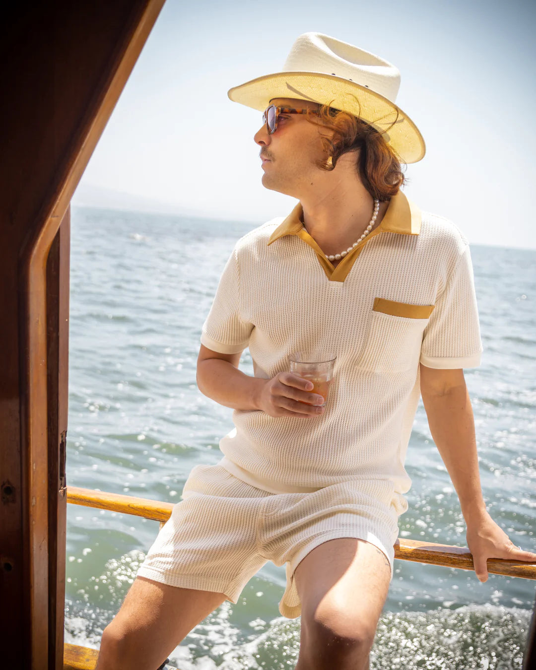 DANDY DEL MAR CANNES WAFFLE KNIT SHIRT IN VINTAGE IVORY in VINTAGE IVORY — view 4