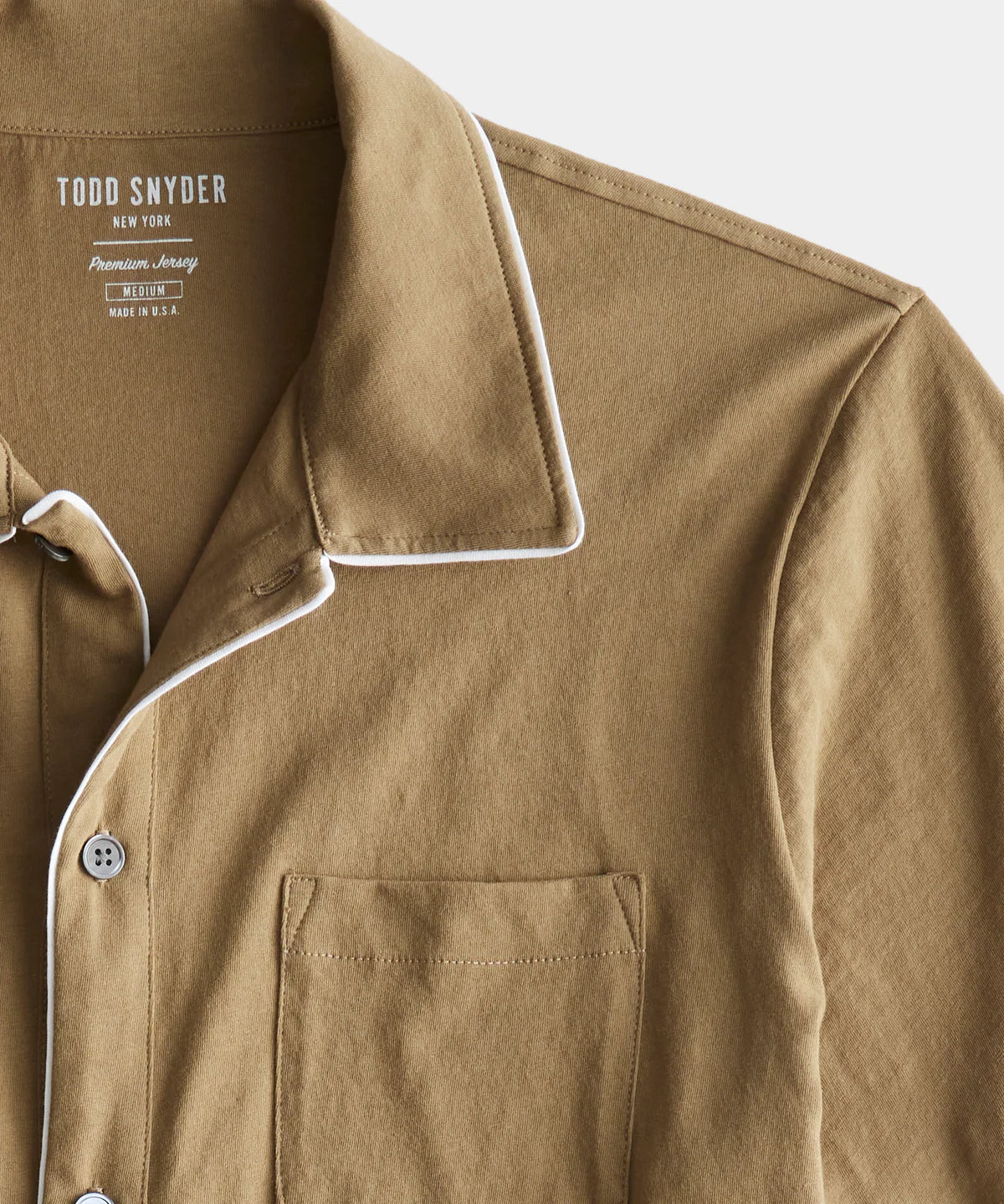 TODD SNYDER MONTAUK TIPPED FULL PLACKET POLO IN PINE CONE in PINE CONE — view 3