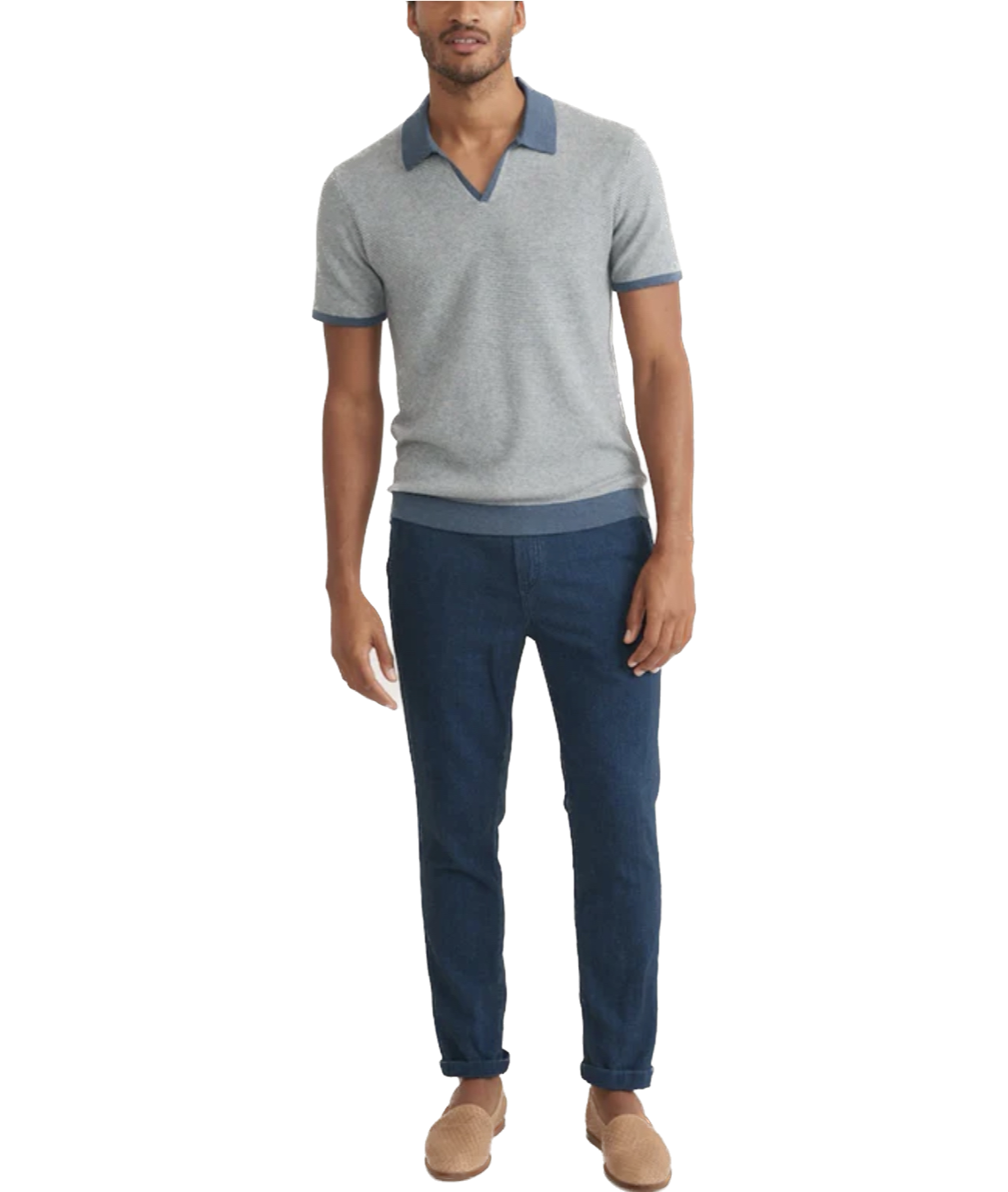 MARINE LAYER LIAM SWEATER POLO IN NAVY in NAVY — view 2