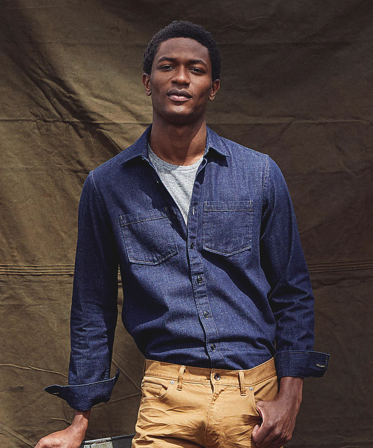 TODD SNYDER JAPANESE RAW SELVEDGE OVERSHIRT IN INDIGO in INDIGO — view 3