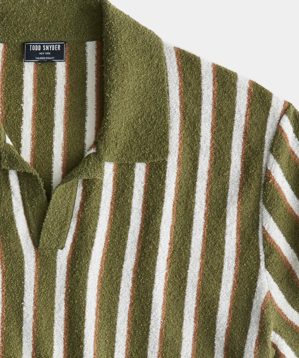 TODD SNYDER STRIPED BOUCLE MONTAUK POLO IN OAK MOSS in OAK MOSS — view 5