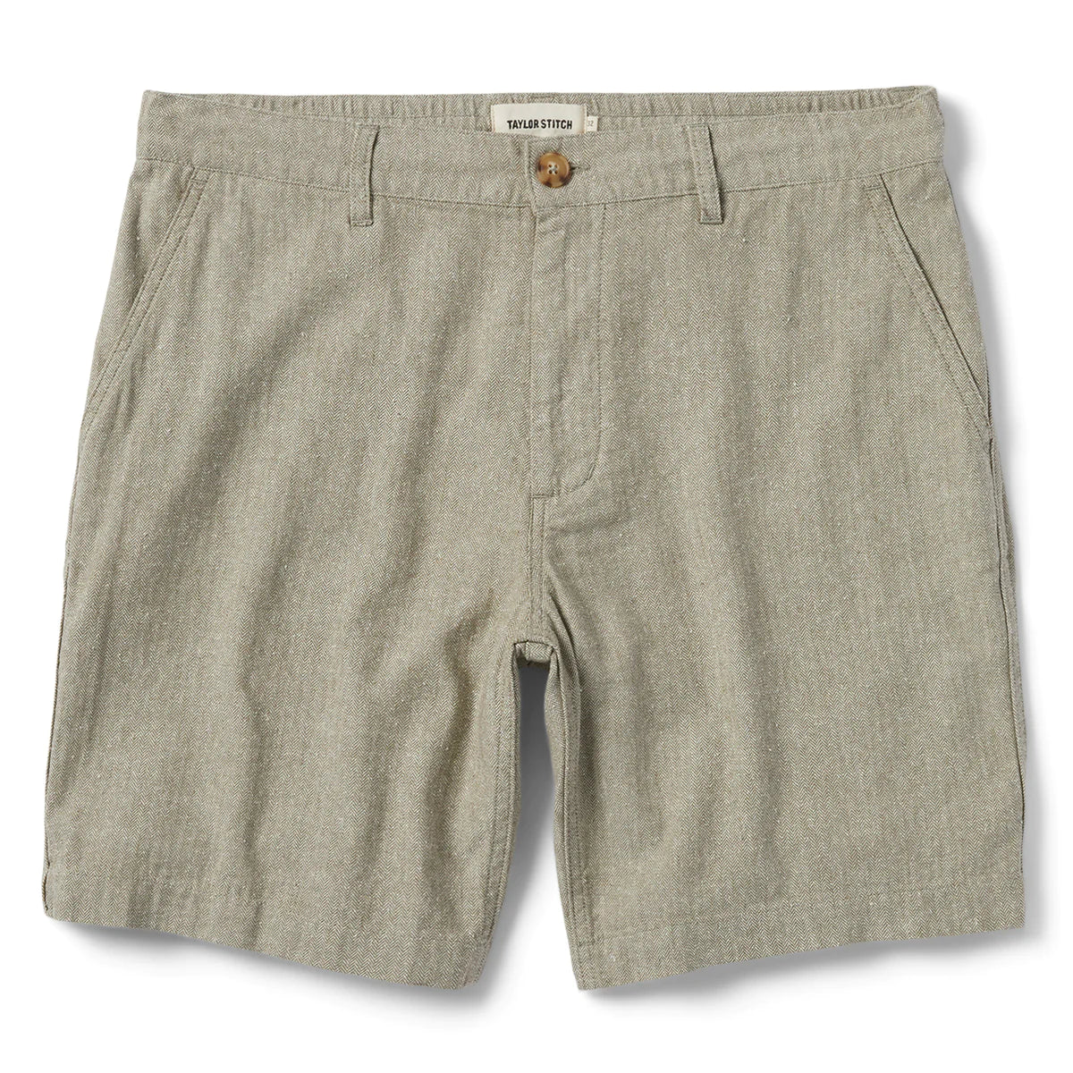 TAYLOR STITCH EASY SHORT IN OLIVE HERRINGBONE in OLIVE HERRINGBONE — main product view