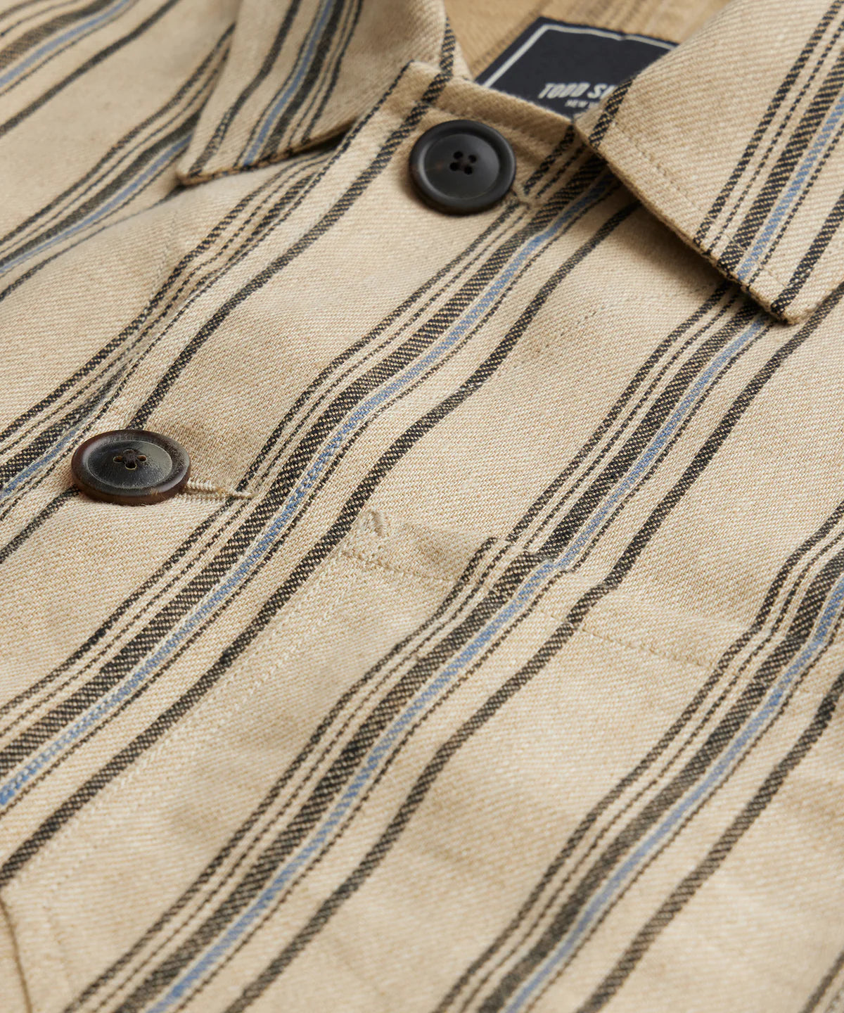 TODD SNYDER ITALIAN LINEN CHORE SHIRT IN STRIPE in STRIPE — view 2