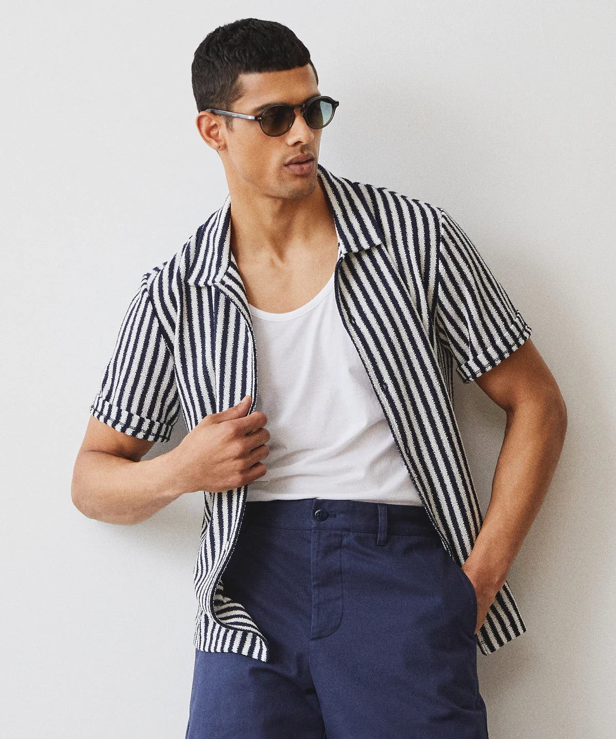 TODD SNYDER BOUCLE STRIPE CABANA POLO IN CLASSIC NAVY in CLASSIC NAVY — view 2