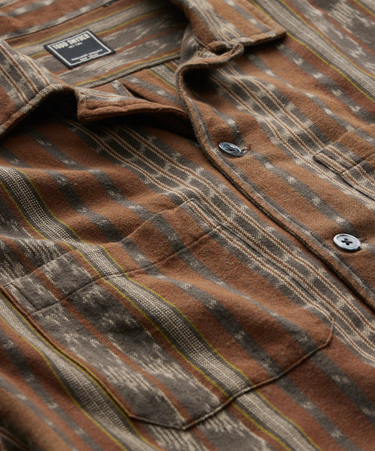 TODD SNYDER JACQUARD LONG SLEEVE GUAYABERA IN RUST in RUST — view 2