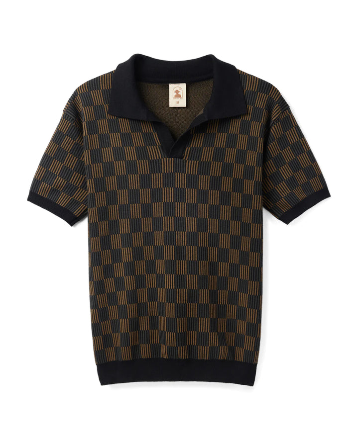 DANDY DEL MAR THE SEBASTIAN KNIT POLO SHIRT IN ONYX