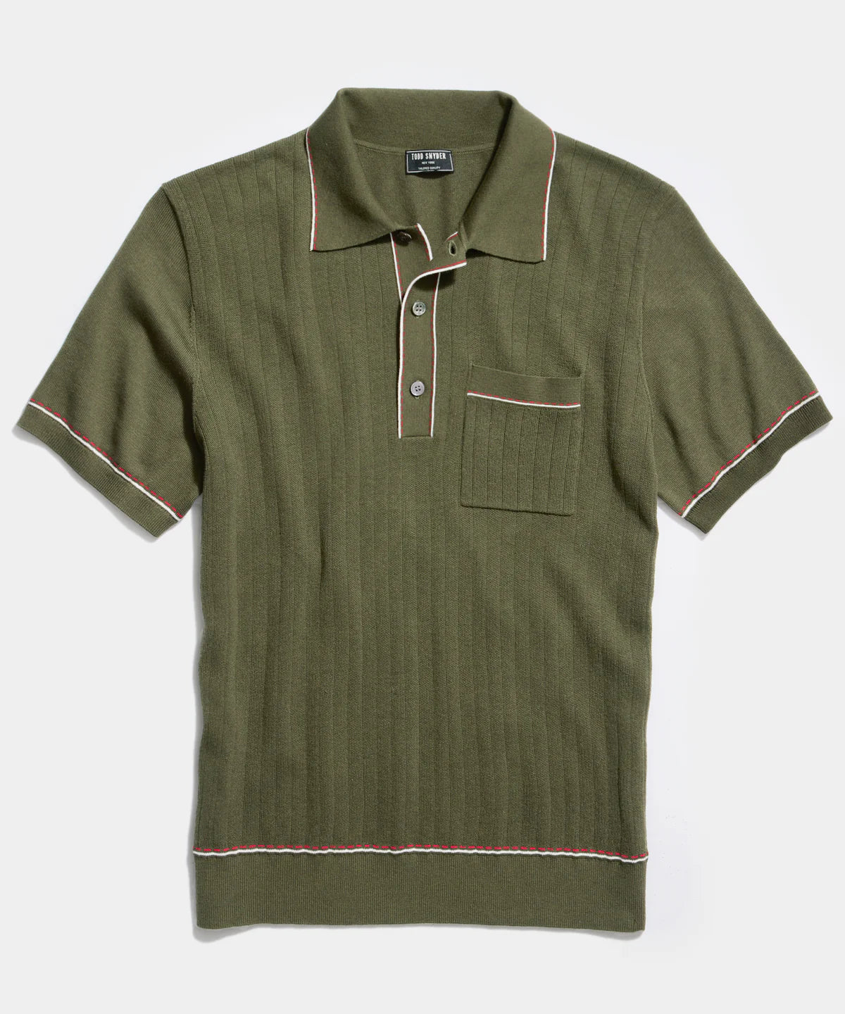 Todd Snyder - TODD SNYDER ITALIAN COTTON SILK TIPPED RIVIERA SWEATER POLO IN OAK MOSS - Rent With Thred