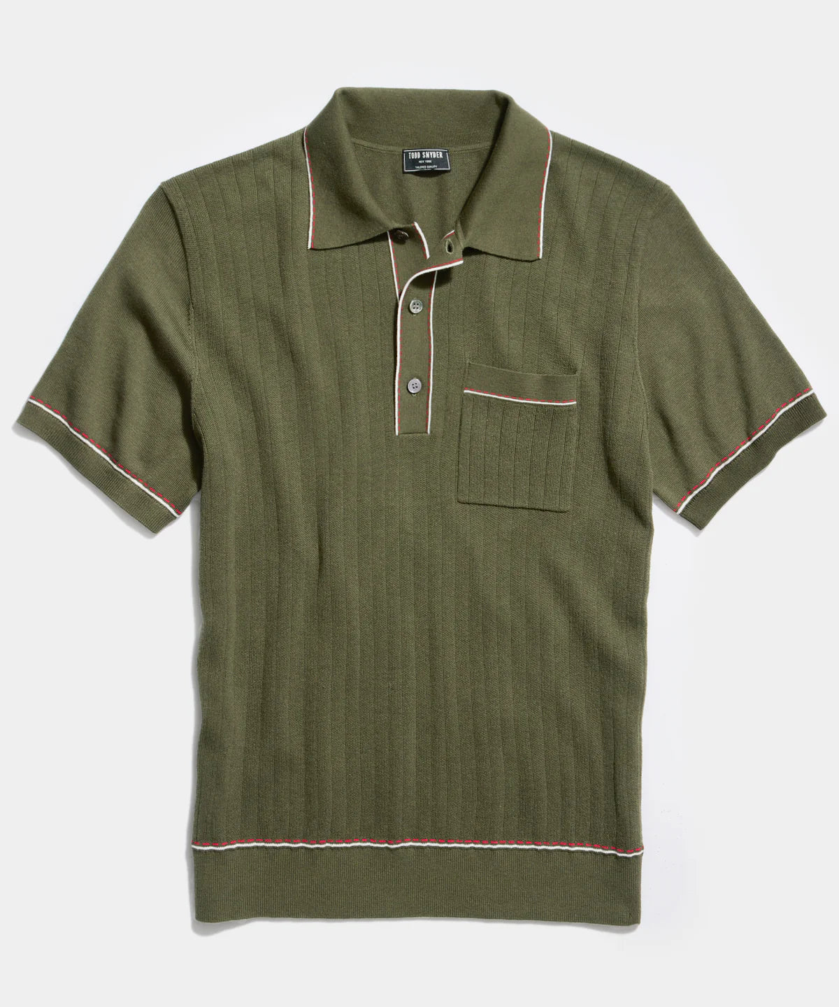TODD SNYDER ITALIAN COTTON SILK TIPPED RIVIERA SWEATER POLO IN OAK MOSS in OAK MOSS — main product view