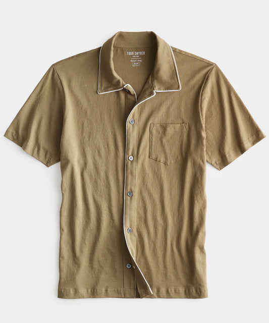 Todd Snyder - TODD SNYDER MONTAUK TIPPED FULL PLACKET POLO IN PINE CONE - Rent With Thred
