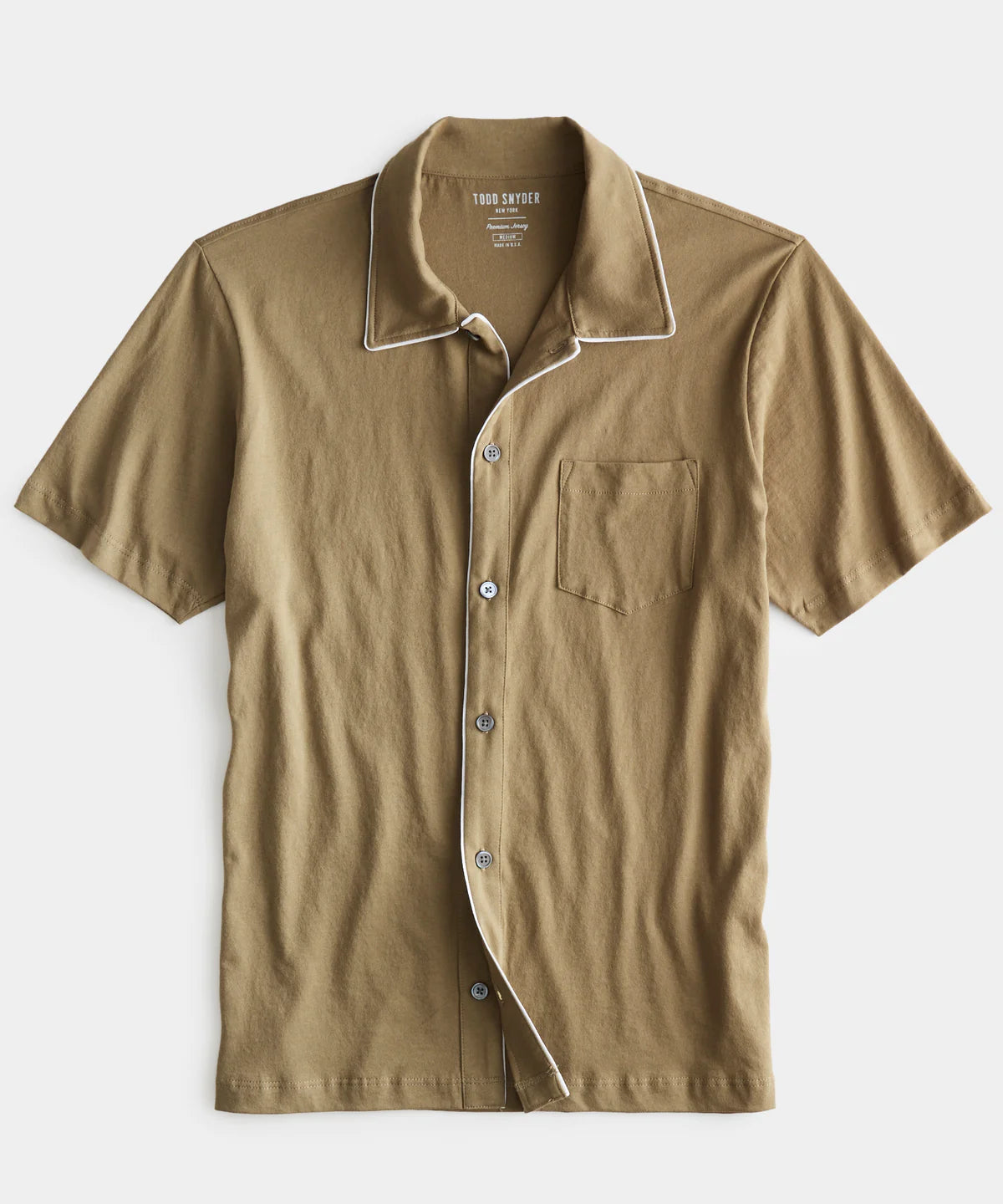 TODD SNYDER MONTAUK TIPPED FULL PLACKET POLO IN PINE CONE in PINE CONE — main product view