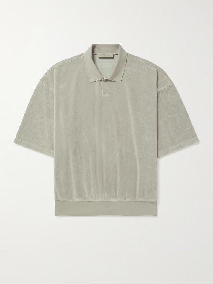 FEAR OF GOD SHORT SLEEVE TERRY POLO IN LIGHT GRAY