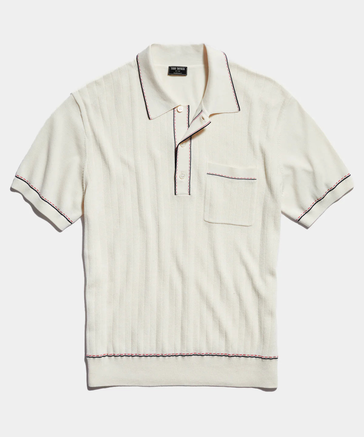TODD SNYDER ITALIAN COTTON SILK TIPPED RIVIERA SWEATER POLO IN IVORY in IVORY — main product view