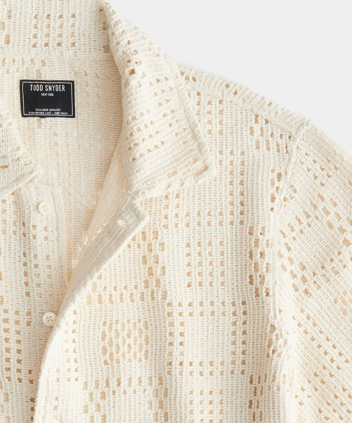 TODD SNYDER OPEN-KNIT CABANA POLO IN BISQUE TONAL SQUARE in BISQUE TONAL SQUARE — view 4