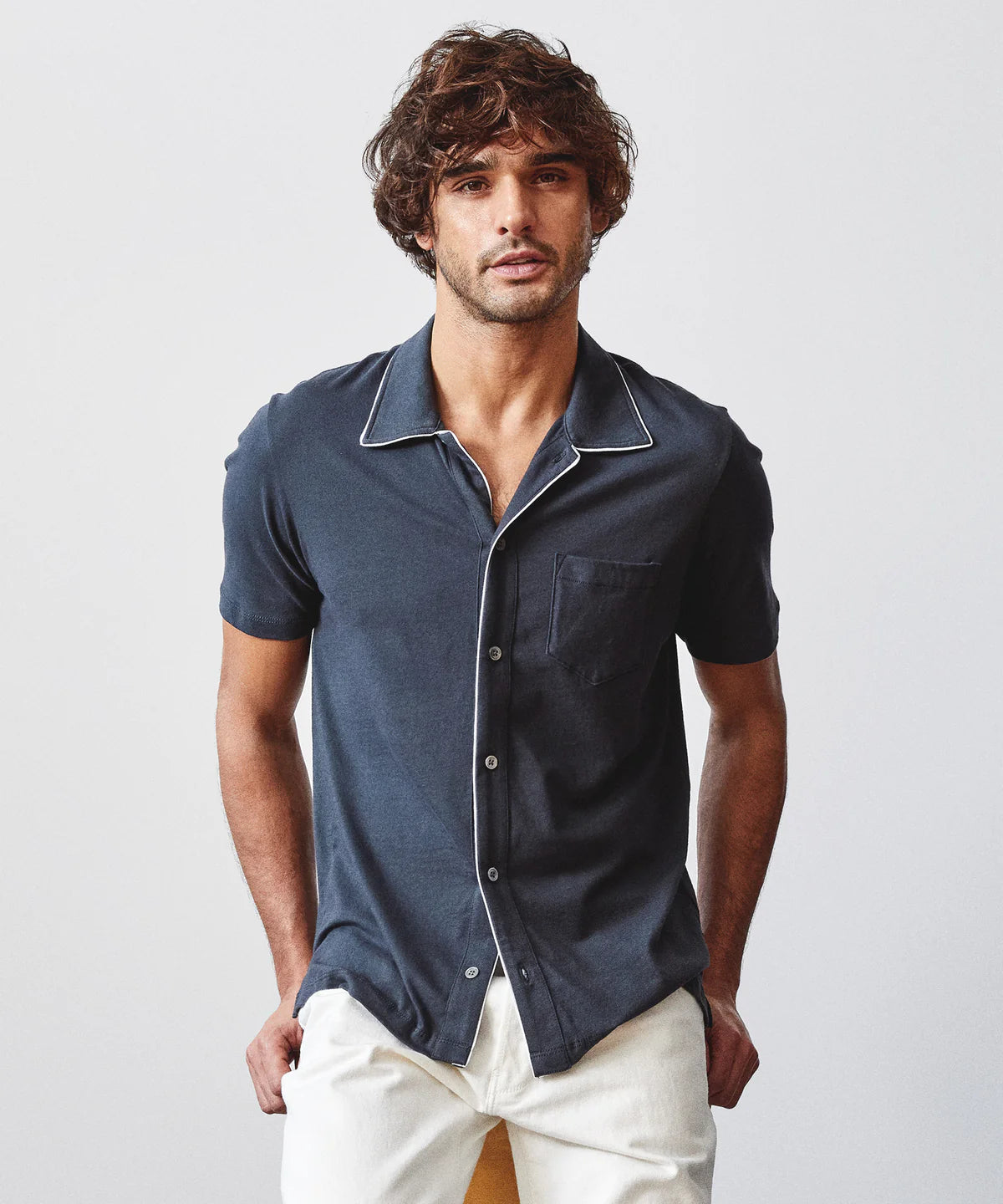 TODD SNYDER MONTAUK TIPPED FULL PLACKET POLO IN RAILINGS in RAILINGS — view 2