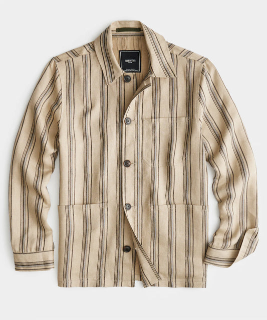 Todd Snyder - TODD SNYDER ITALIAN LINEN CHORE SHIRT IN STRIPE - Rent With Thred