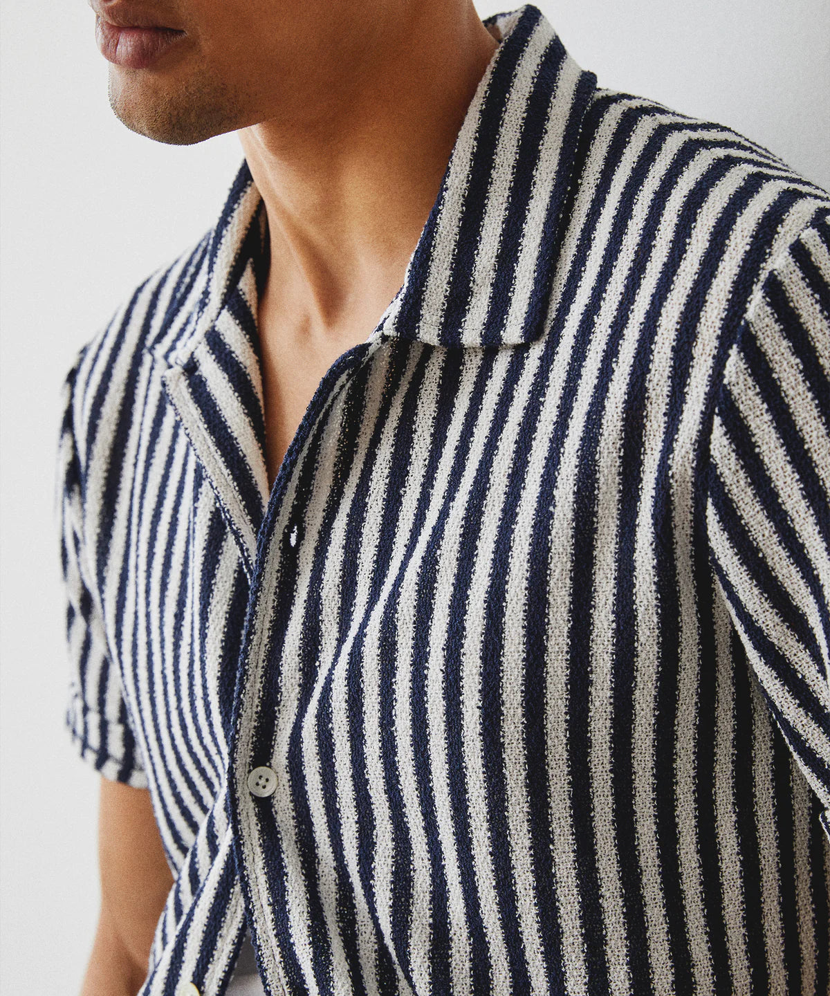TODD SNYDER BOUCLE STRIPE CABANA POLO IN CLASSIC NAVY in CLASSIC NAVY — view 5