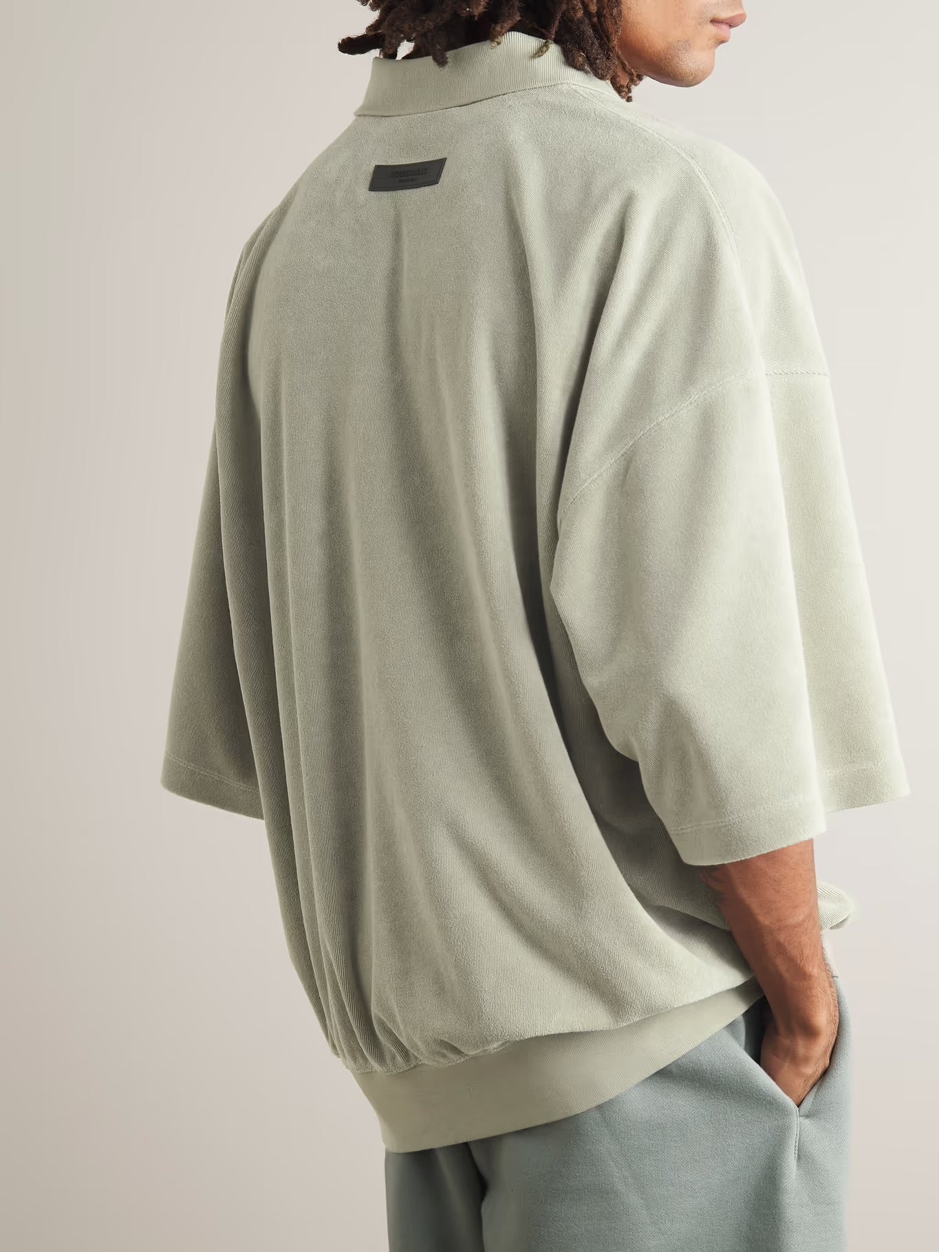 FEAR OF GOD SHORT SLEEVE TERRY POLO IN LIGHT GRAY in LIGHT GRAY — view 3