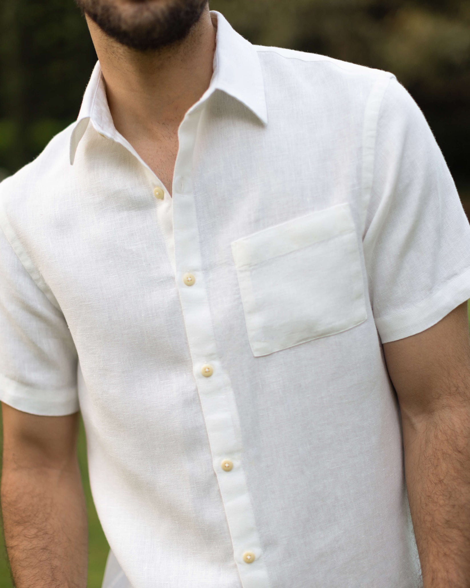 ALEX CRANE LINEN SS SHIRT IN WHITE in WHITE — view 2