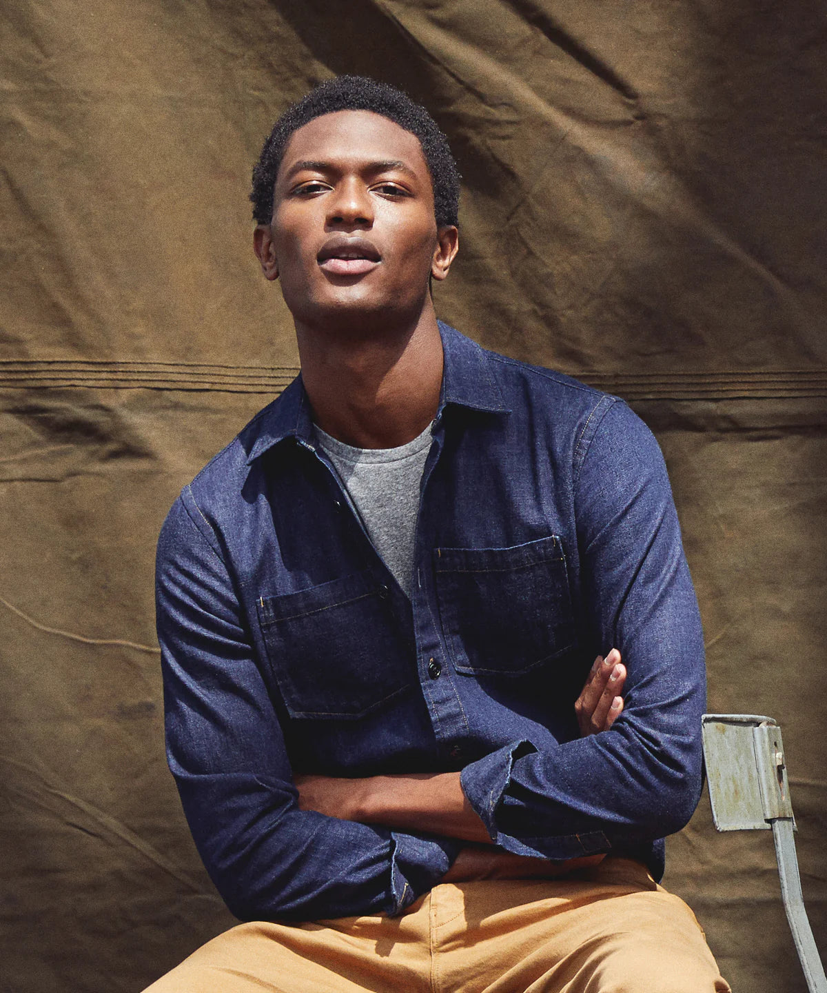TODD SNYDER JAPANESE RAW SELVEDGE OVERSHIRT IN INDIGO in INDIGO — view 5