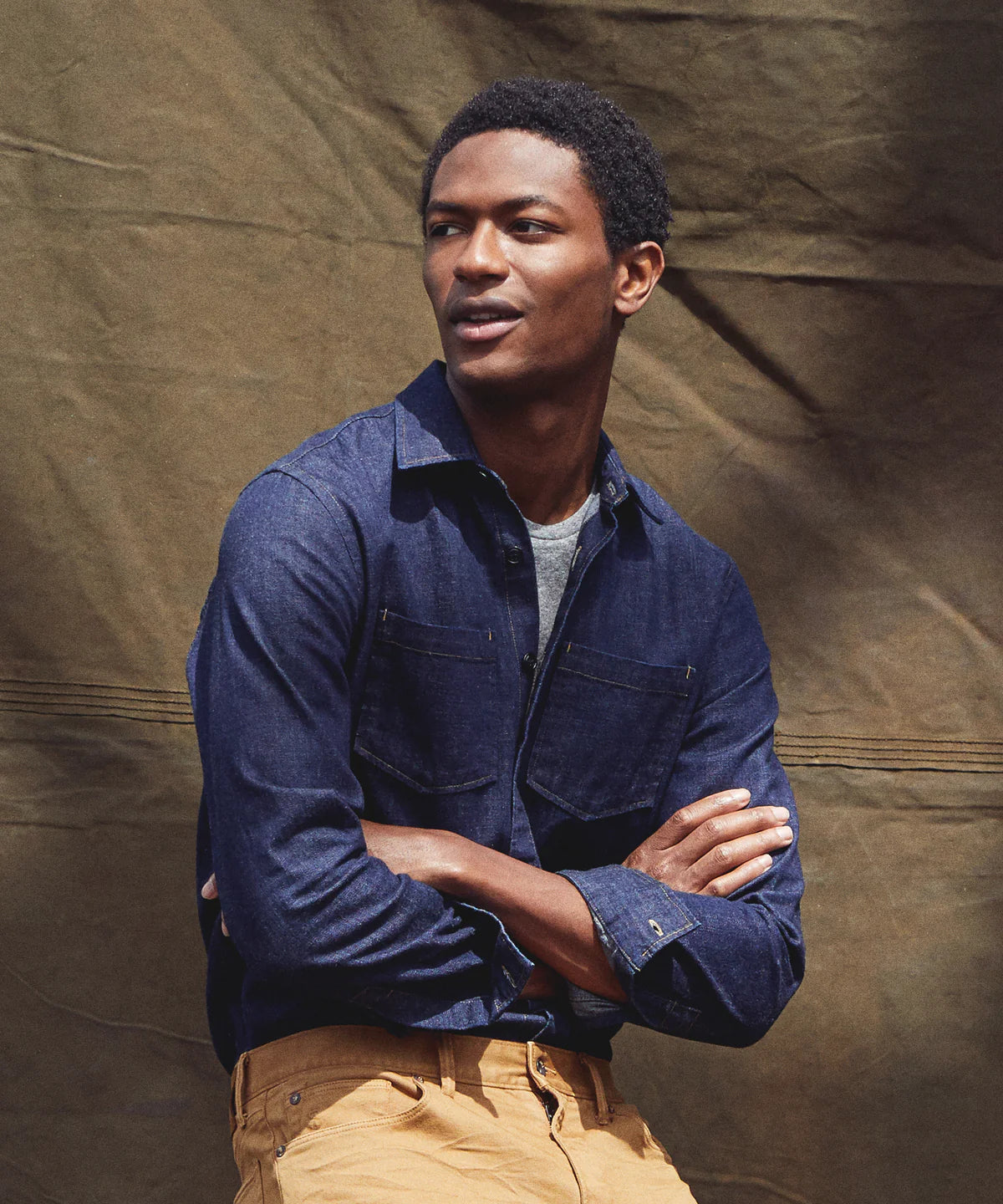 TODD SNYDER JAPANESE RAW SELVEDGE OVERSHIRT IN INDIGO in INDIGO — view 6