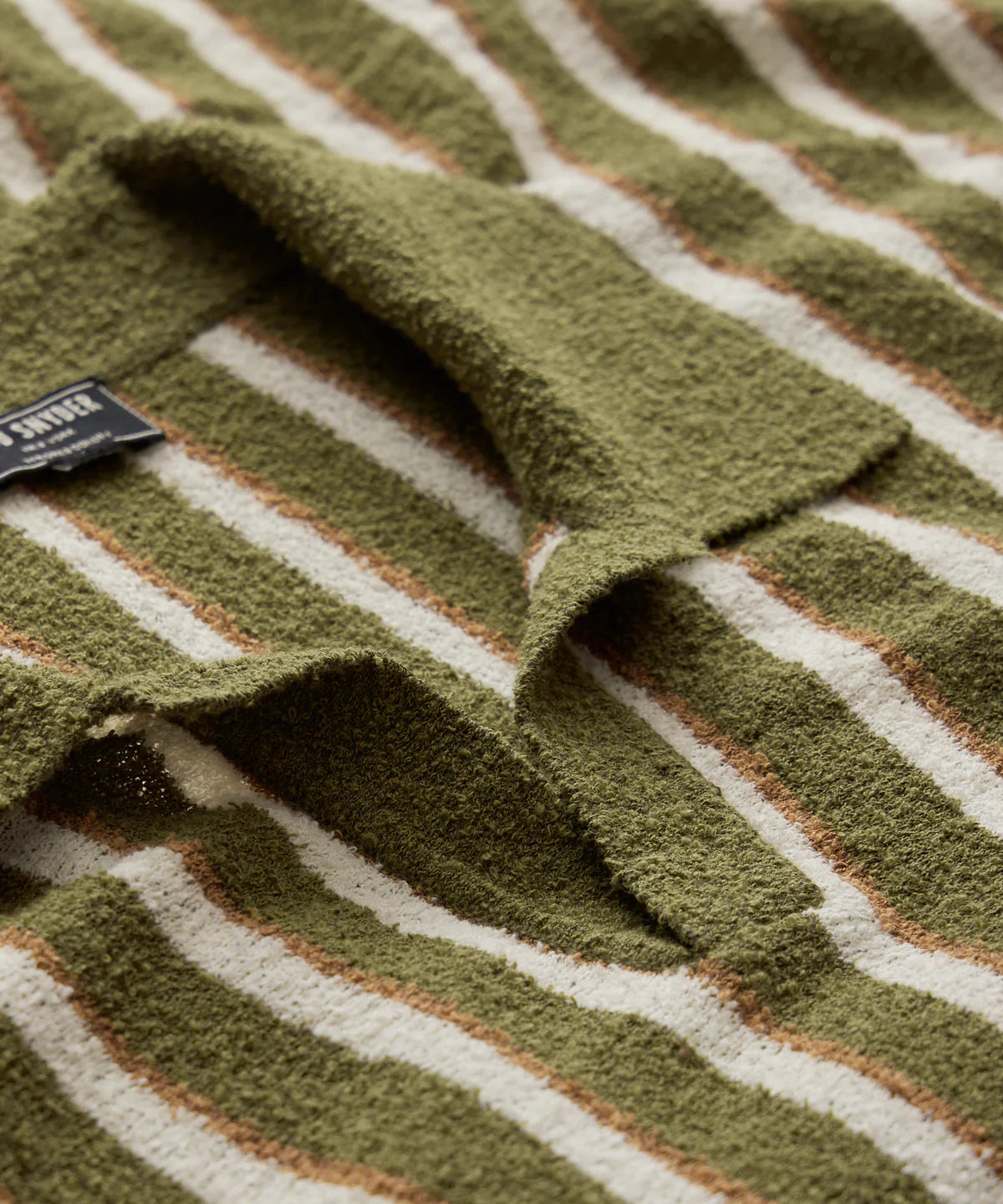 TODD SNYDER STRIPED BOUCLE MONTAUK POLO IN OAK MOSS in OAK MOSS — view 4