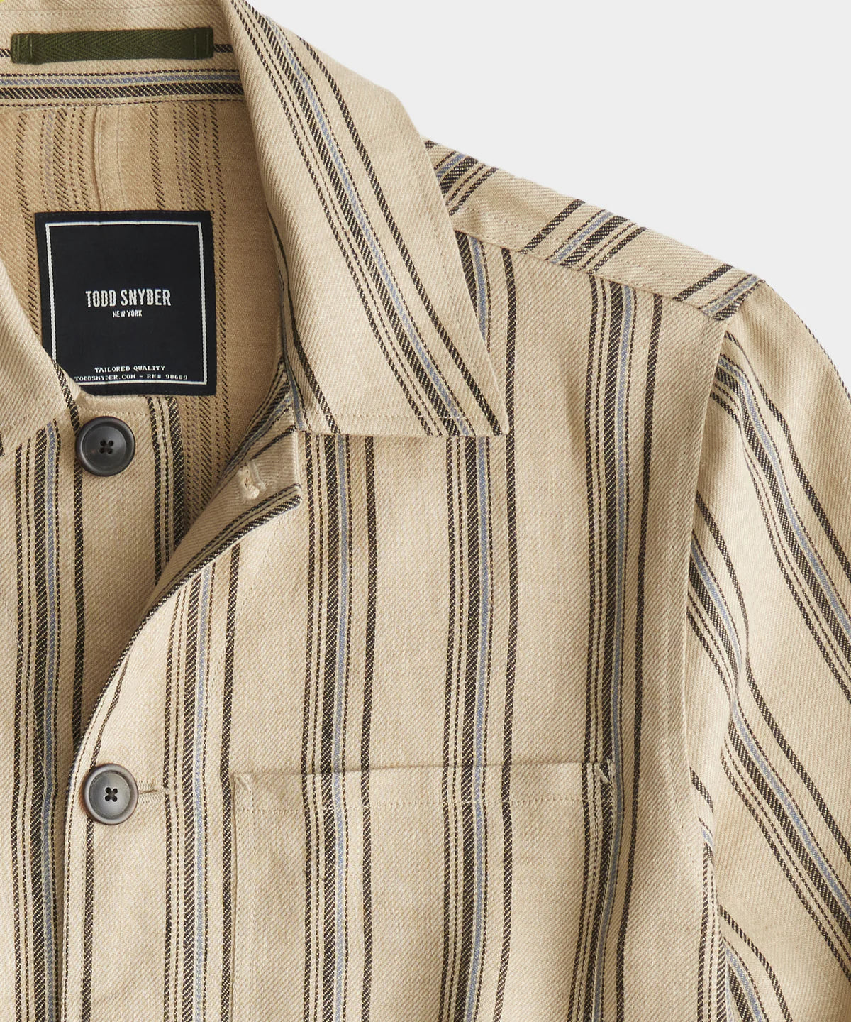 TODD SNYDER ITALIAN LINEN CHORE SHIRT IN STRIPE in STRIPE — view 4