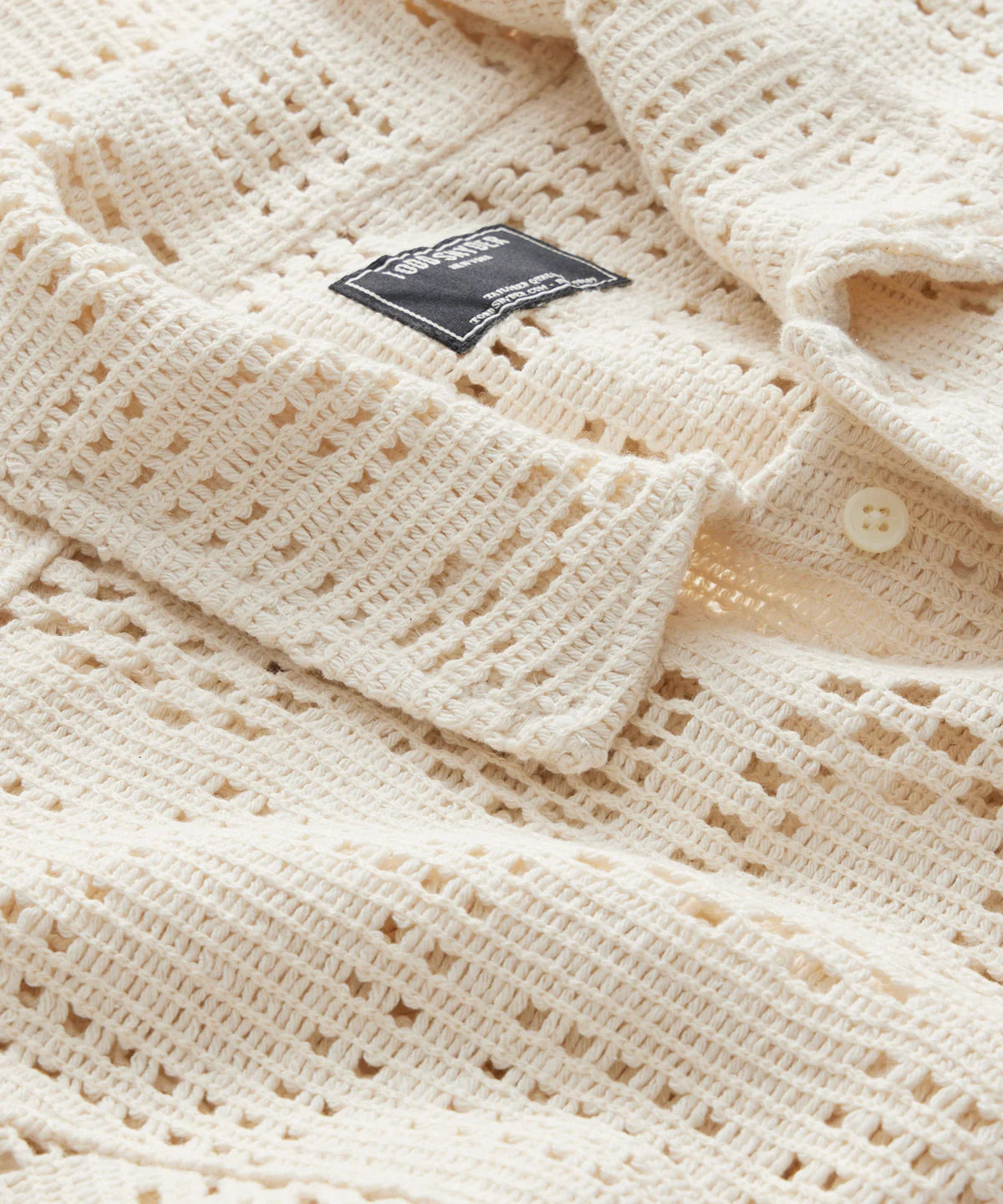 TODD SNYDER OPEN-KNIT CABANA POLO IN BISQUE TONAL SQUARE in BISQUE TONAL SQUARE — view 3