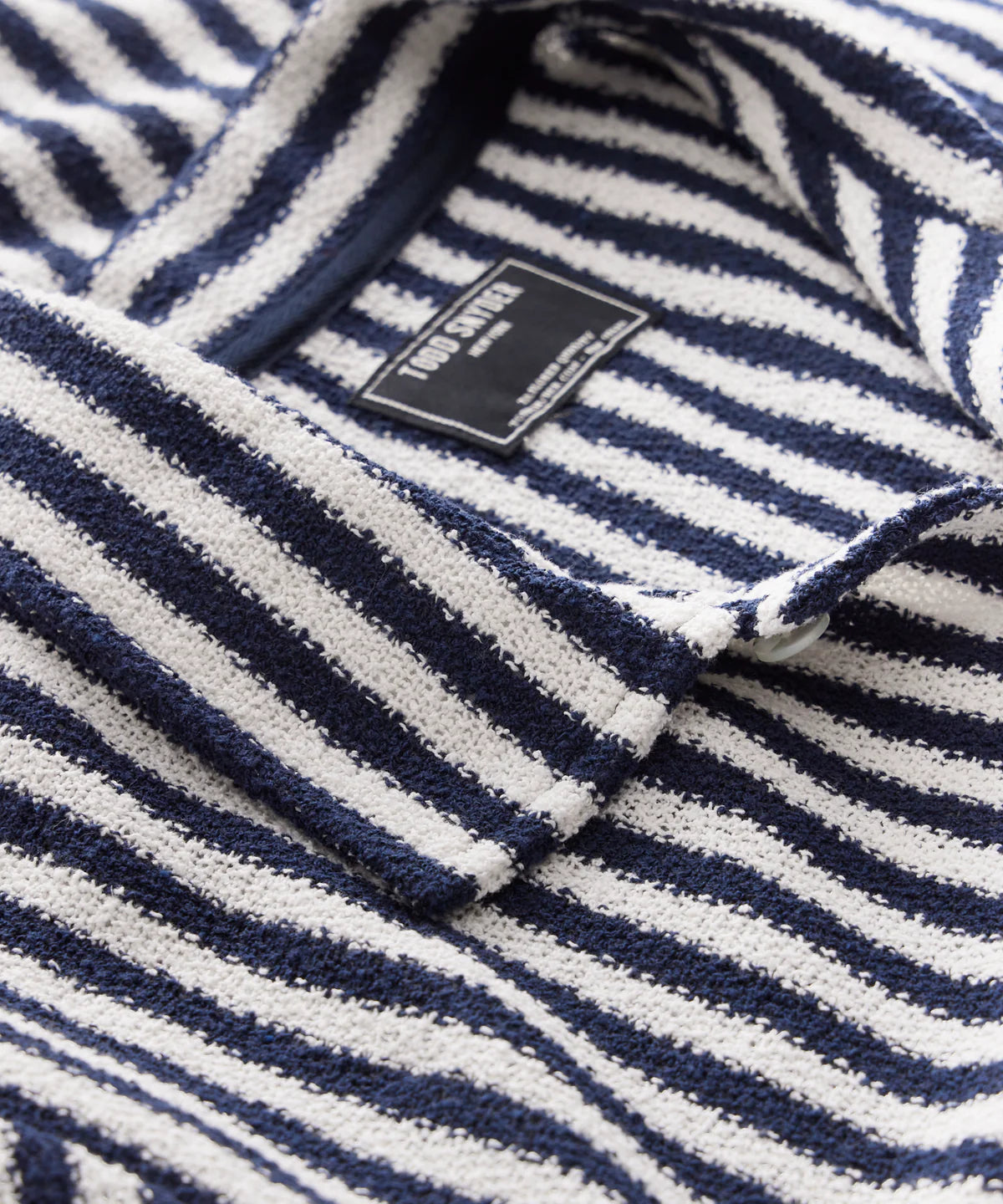 Todd Snyder - TODD SNYDER BOUCLE STRIPE CABANA POLO IN CLASSIC NAVY - Rent With Thred