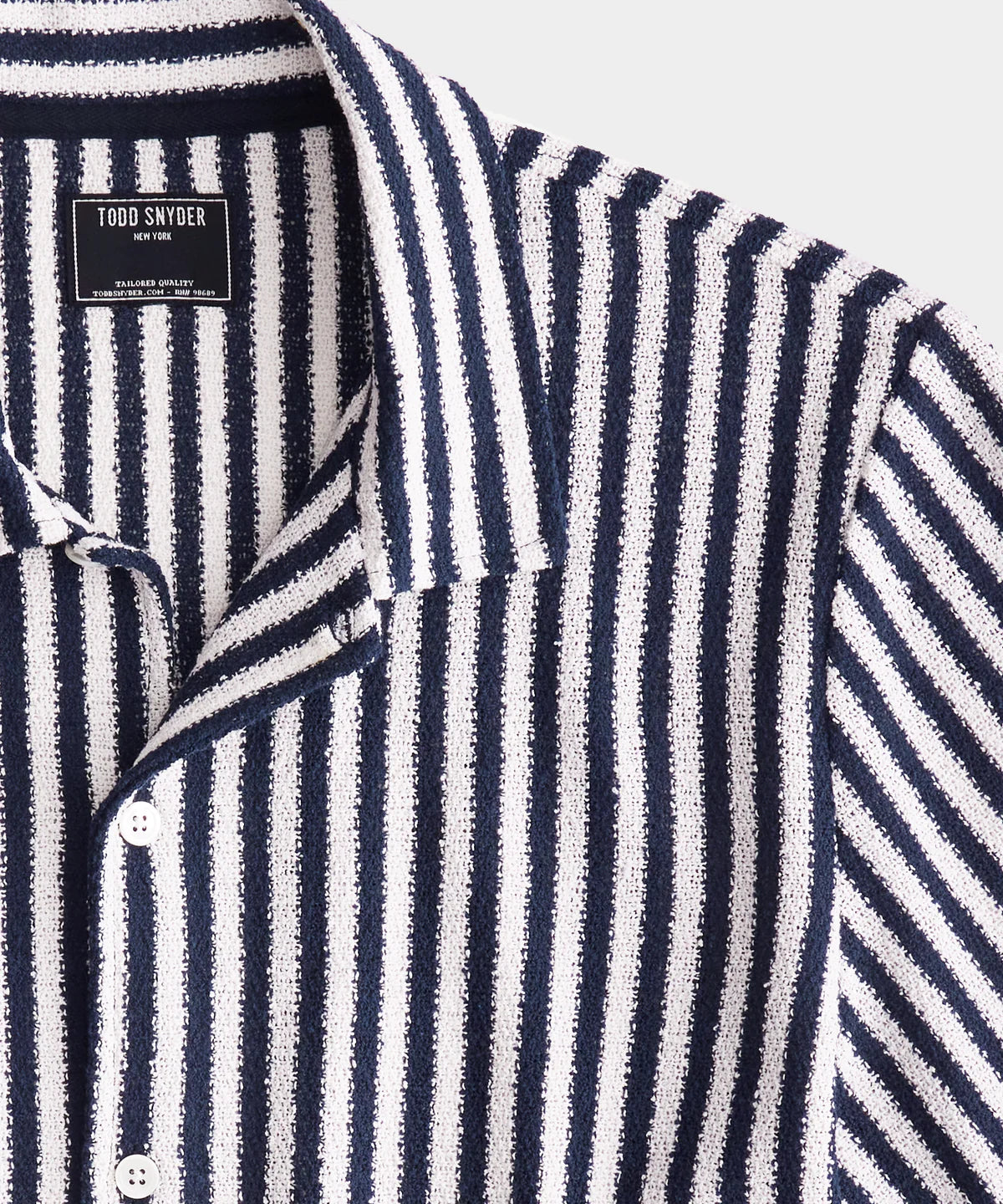 TODD SNYDER BOUCLE STRIPE CABANA POLO IN CLASSIC NAVY in CLASSIC NAVY — view 6