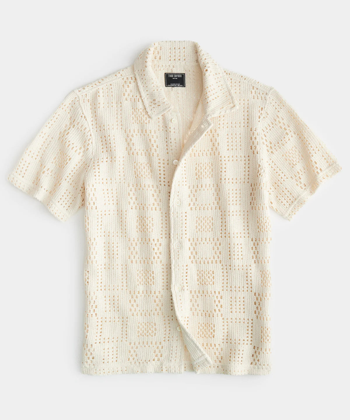 Todd Snyder - TODD SNYDER OPEN-KNIT CABANA POLO IN BISQUE TONAL SQUARE - Rent With Thred