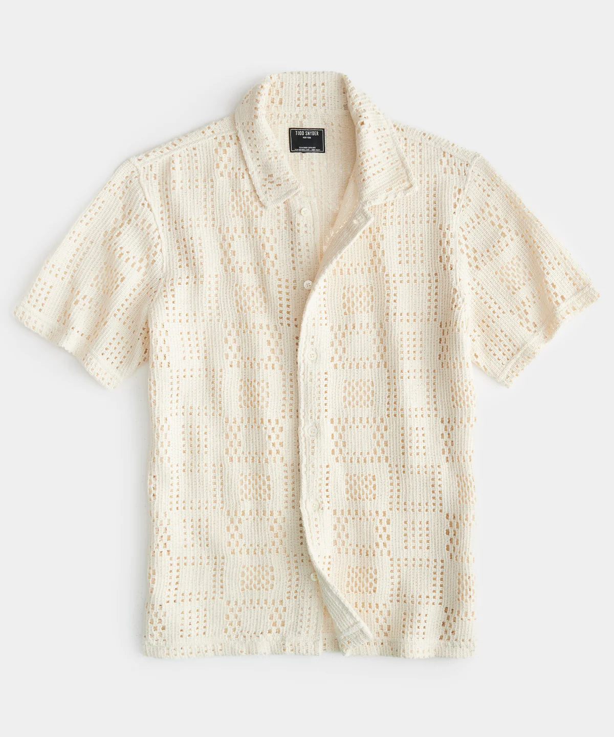 TODD SNYDER OPEN-KNIT CABANA POLO IN BISQUE TONAL SQUARE in BISQUE TONAL SQUARE — main product view