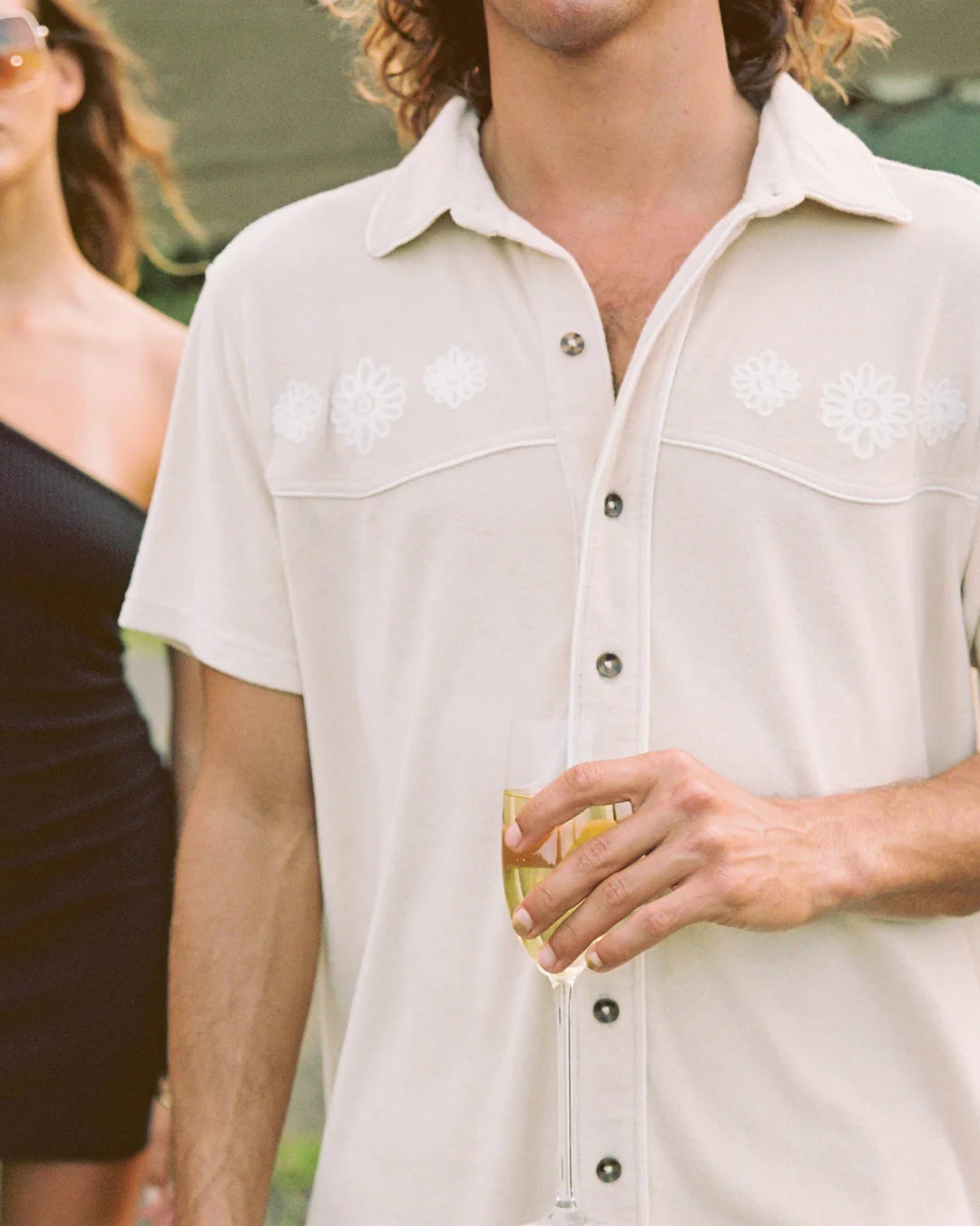 DANDY DEL MAR THE GAUCHO TERRY CLOTH SHIRT IN ALABASTER in ALABASTER — view 2