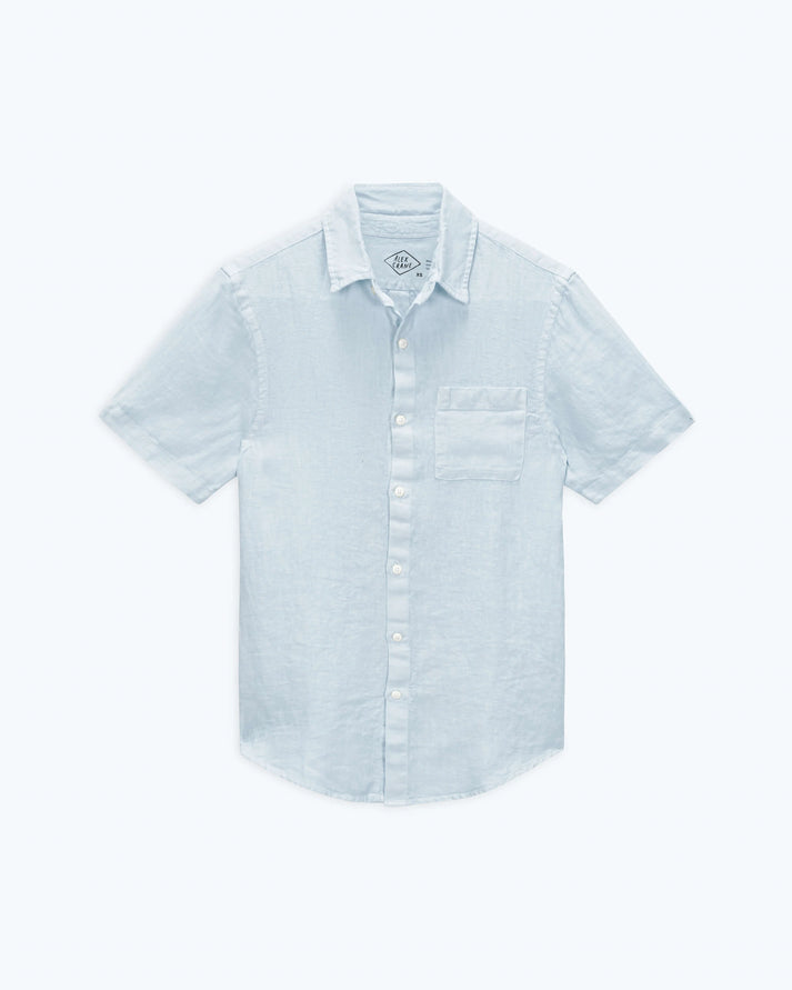 ALEX CRANE LINEN SS SHIRT IN BLUE