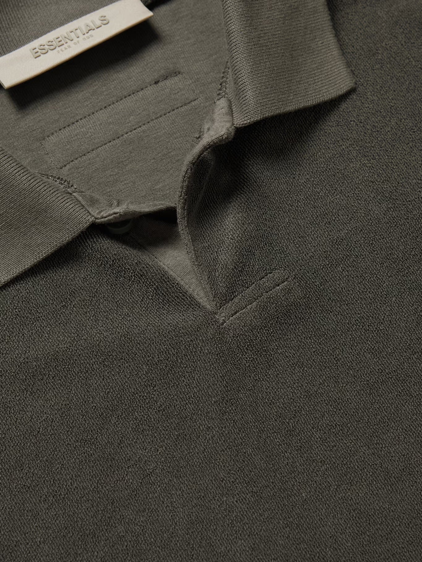FEAR OF GOD SHORT SLEEVE TERRY POLO IN OFF BLACK in OFF BLACK — view 5