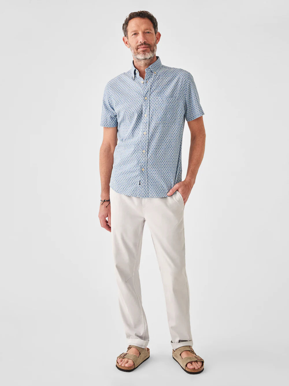 Faherty - FAHERTY SHORT-SLEEVE PLAYA SHIRT IN FISHSCALE REDUX - Rent With Thred