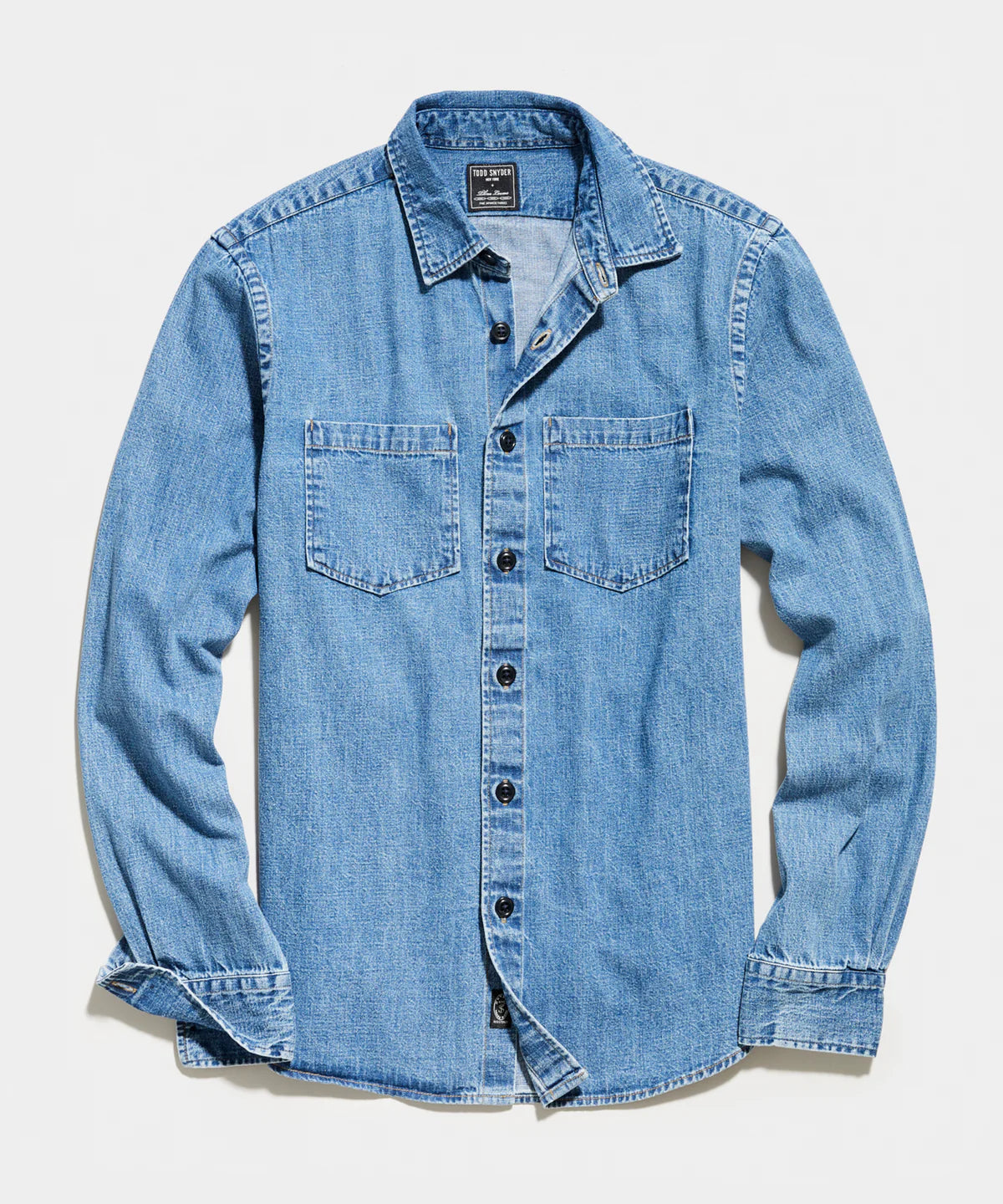TODD SNYDER JAPANESE DENIM OVERSHIRT IN STONE WASH in STONE WASH — main product view