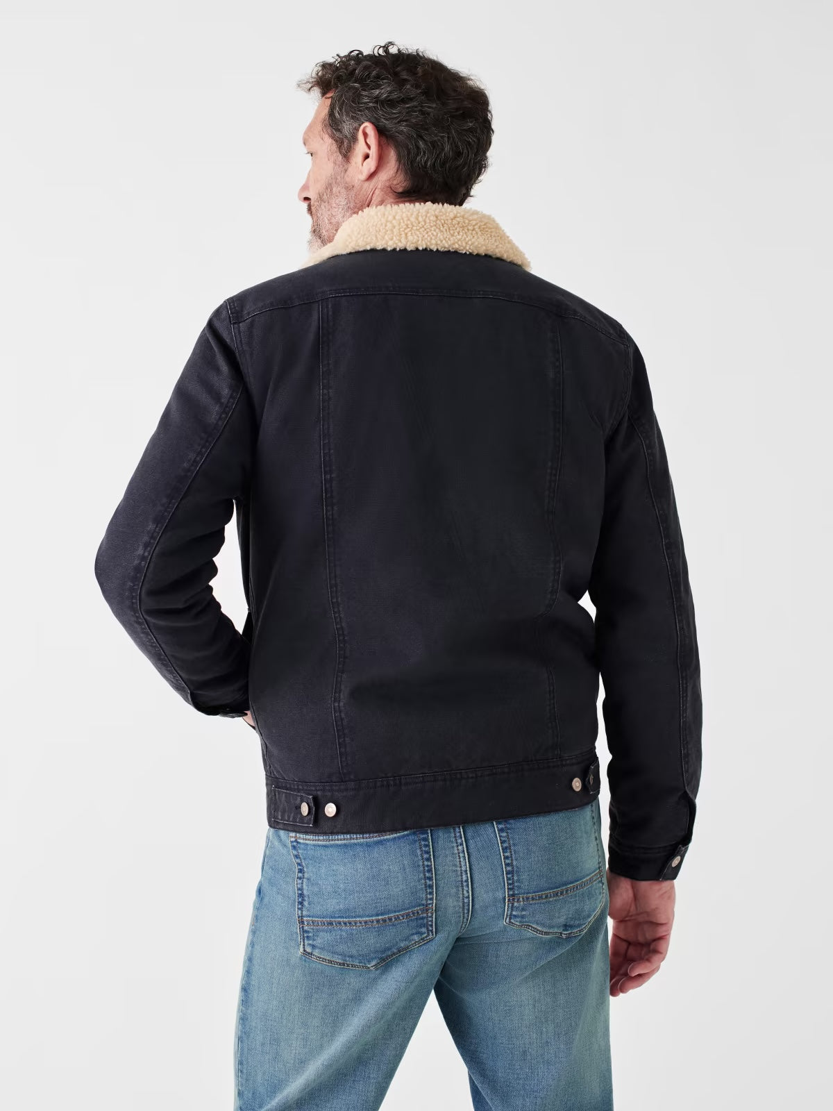 FAHERTY TIMBERLINE FLEECE TRUCKER IN WASHED BLACK in WASHED BLACK — view 3
