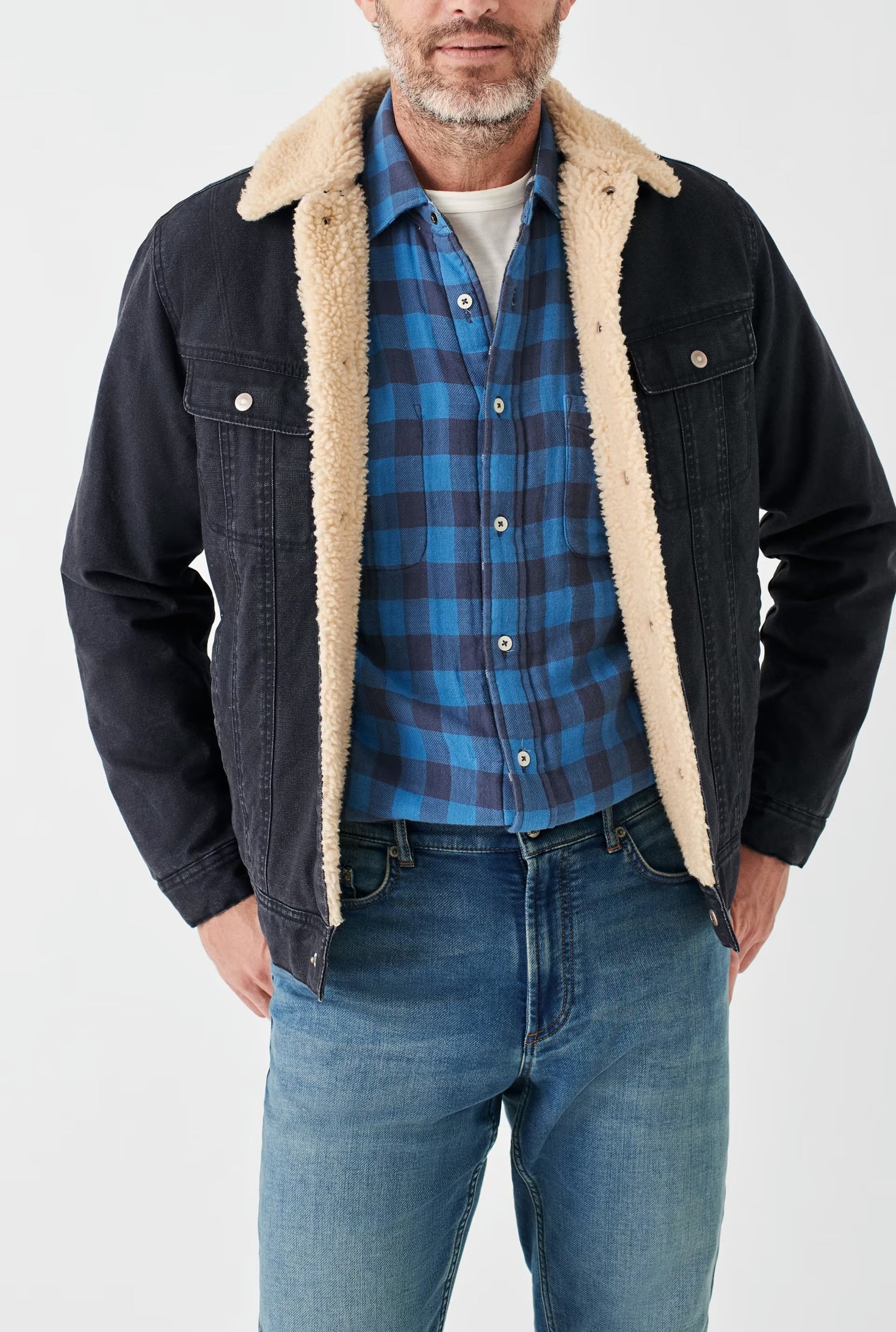 FAHERTY TIMBERLINE FLEECE TRUCKER IN WASHED BLACK in WASHED BLACK — view 2