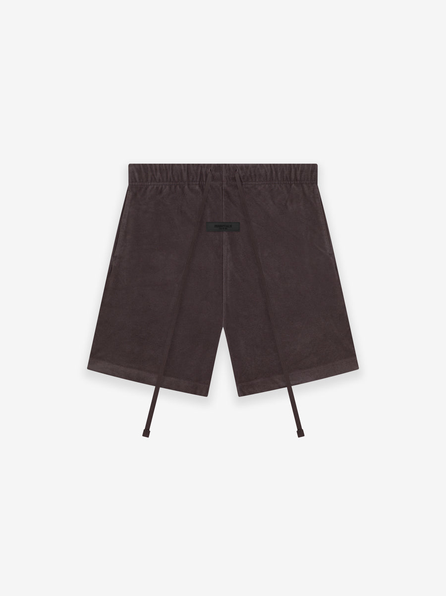 FEAR OF GOD - FEAR OF GOD ESSENTIALS TERRY SHORTS IN PLUM - Rent With Thred