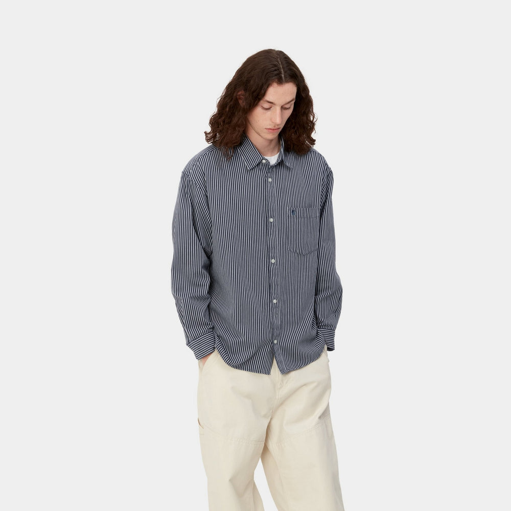 Carhartt WIP - CAHARTT WIP KYLE STRIPE SHIRT IN WHITE / BLUE - Rent With Thred
