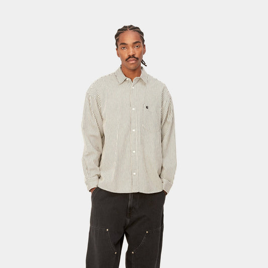 Carhartt WIP - CAHARTT WIP KYLE STRIPE SHIRT IN SALT / BLACK - Rent With Thred