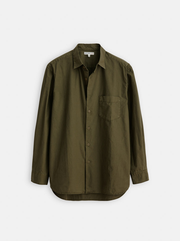 Alex Mill - ALEX MILL EASY SHIRT IN PAPER POPLIN IN MILITARY OLIVE - Rent With Thred